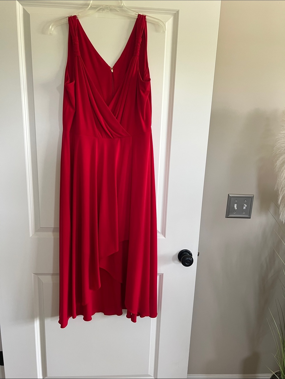 Red V-Neck Sleeveless Draped Midi Dress - Women